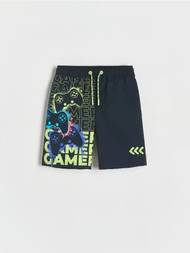 Pantaloncini mare con stampa Colore nero