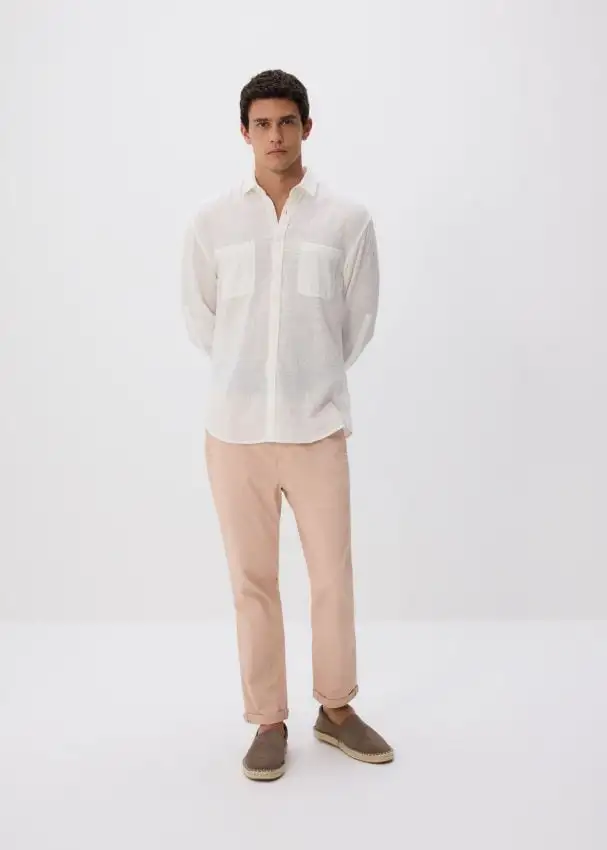 Pantaloni slim chino in cotone Colore rosa