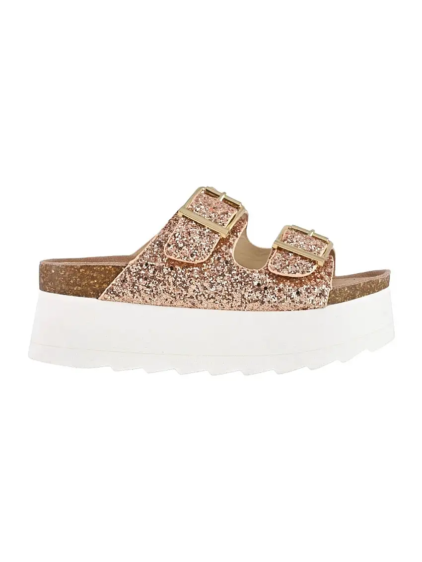 COLORS OF CALIFORNIA Sandal Woman platform sandal in glitter HC.BES22 PKGOL Gold