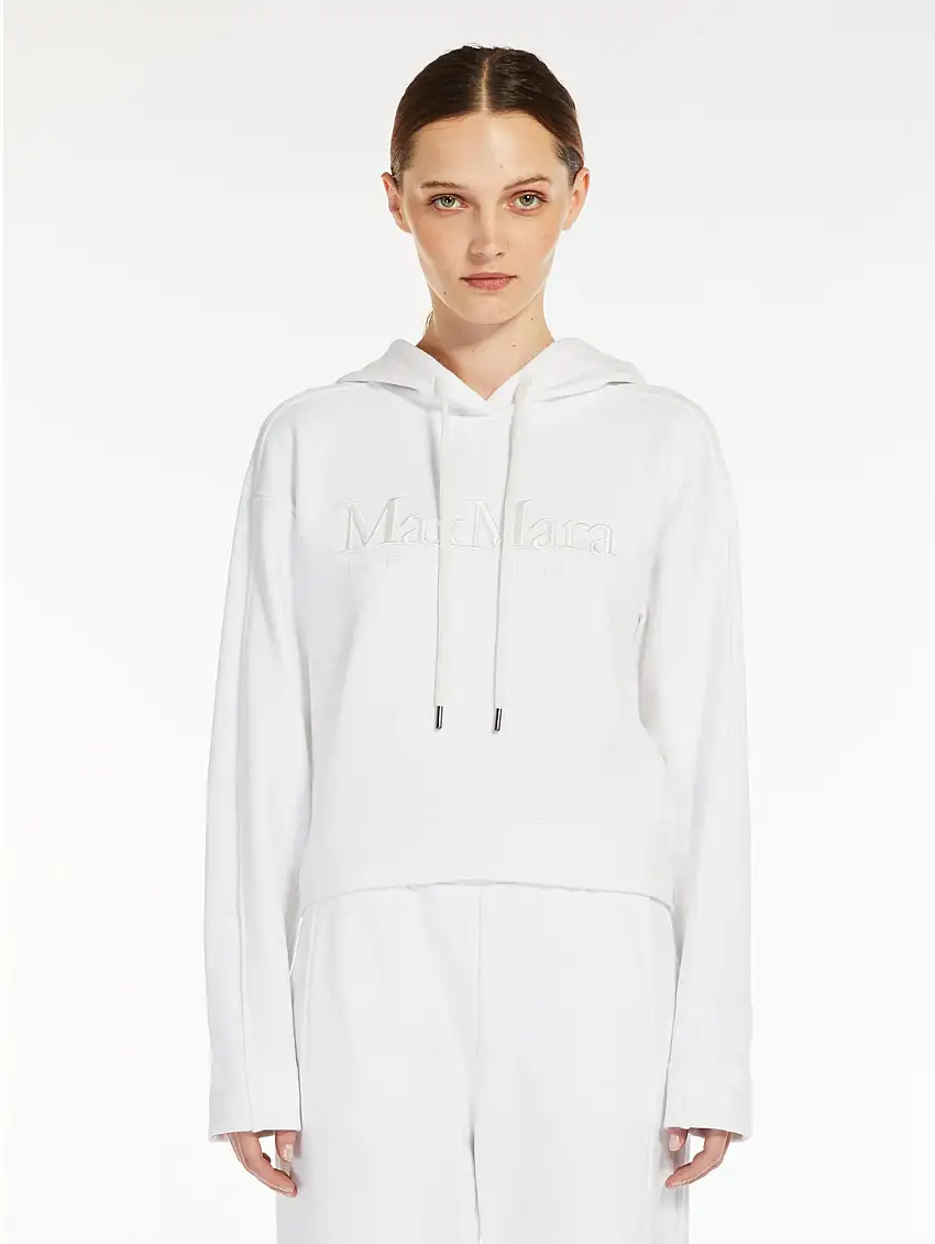 Felpa con Cappuccio e Maxi Logo Bianco