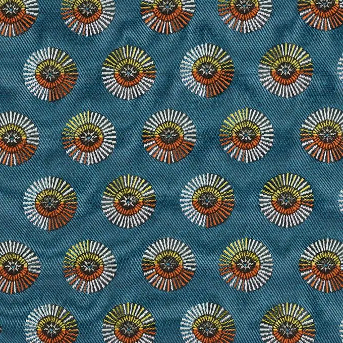 Tessuto jacquard Karama tondo blu