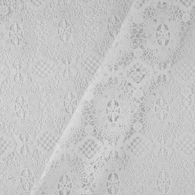 Tessuto guipure rosace bianco