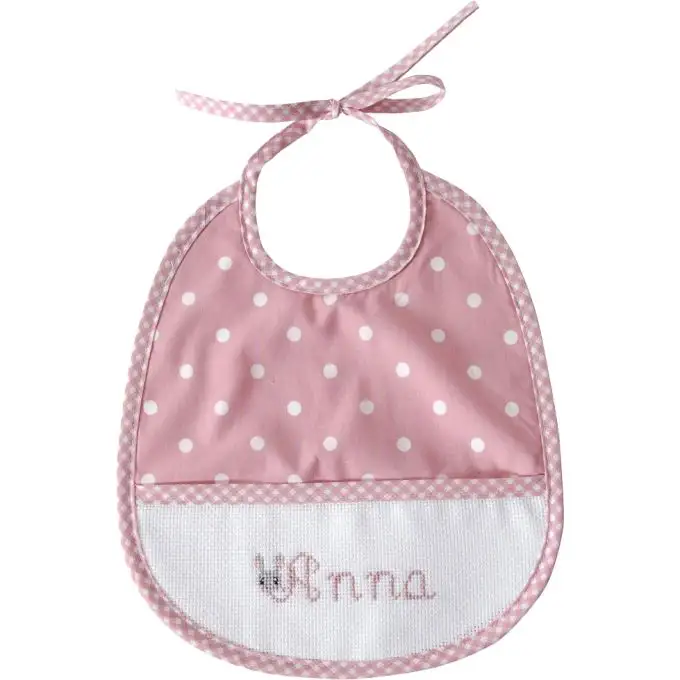 Bavaglino ricamato rosa