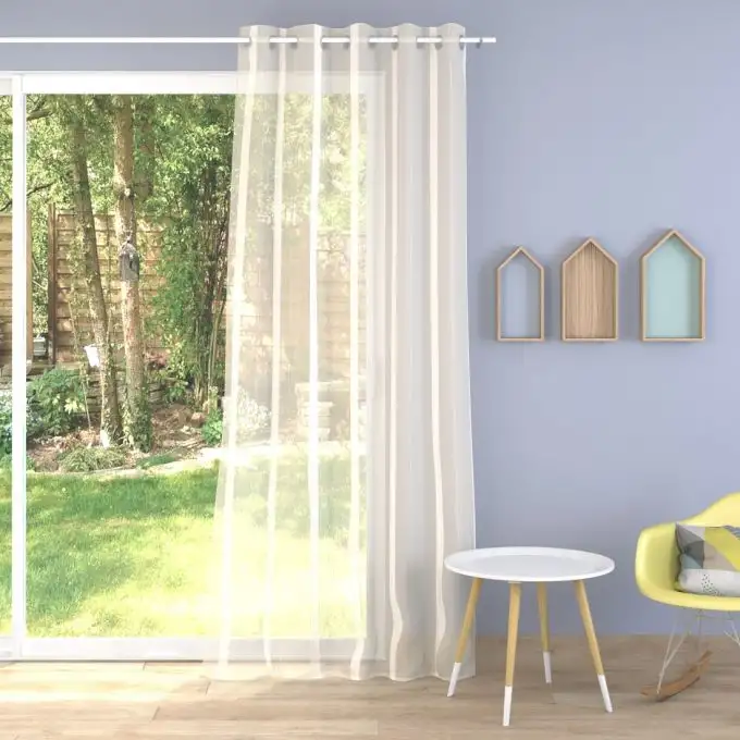 Tessuto velato piombato Bahamas ecru grande larghezza