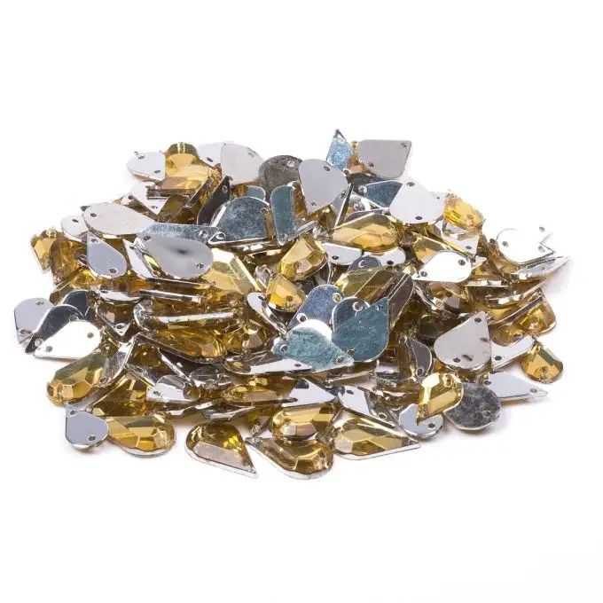 Paillettes da cucire goccia oro 8x13mm e 6x10mm