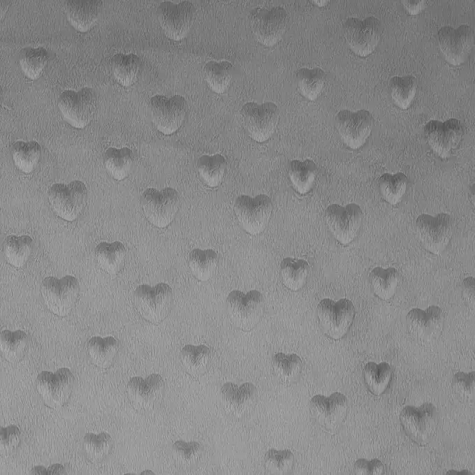 Tessuto pile goffrato cuore grigio chiaro