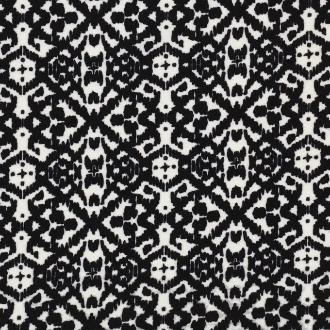Tessuto jersey stampato wax nero bianco