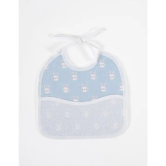 Bavaglino 3 mesi con conigli da ricamare