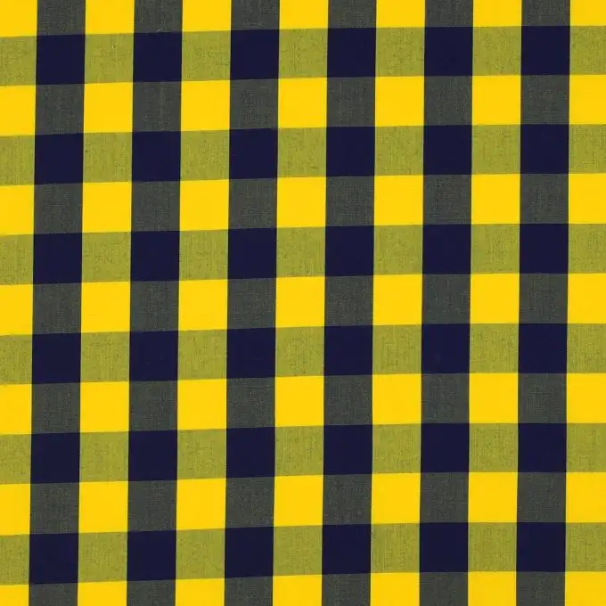 Tessuto viscosa camicia quadri giallo e blu navy