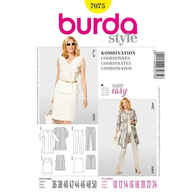 Modello burda 7075 completo donna