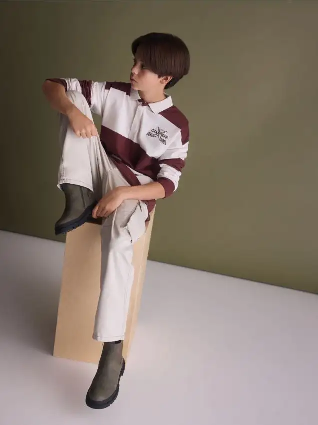 Maglia polo a maniche lunghe Colore marrone scuro