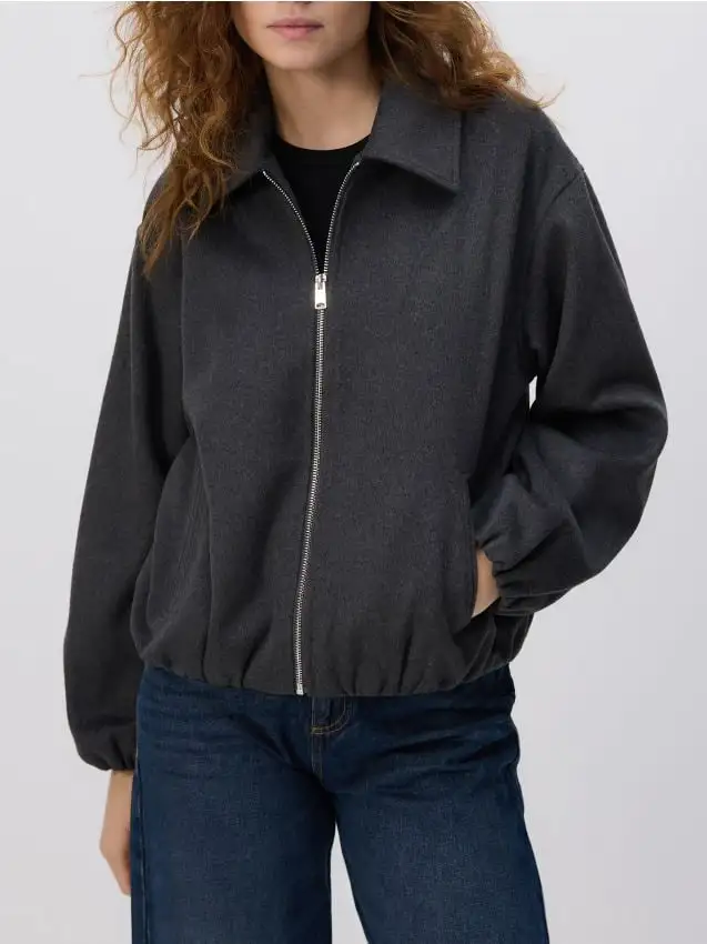 Bomber con colletto Colore grigio scuro