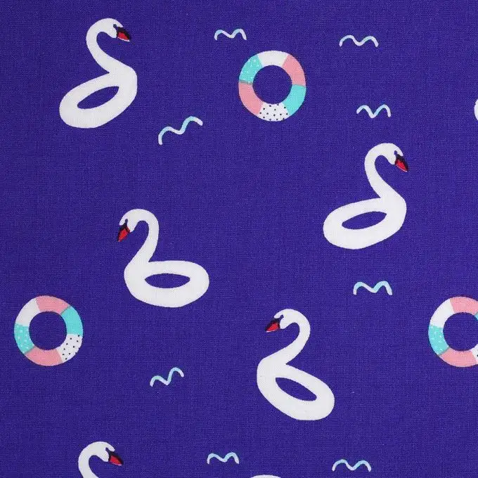 Tela per lenzuola blu boa cigno