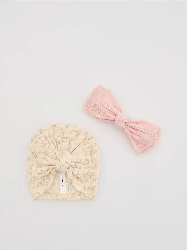 BABIES` CAP & HEADBAND Colore rosa pastello