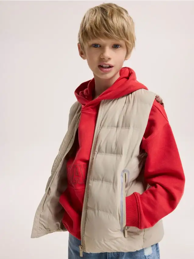 Gilet trapuntato con tasche Colore panna