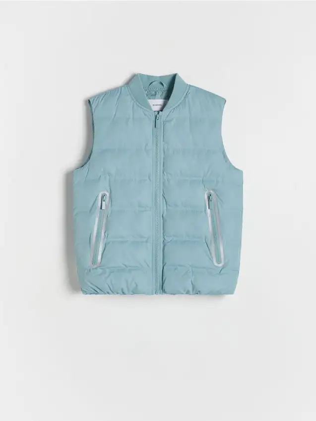 Gilet trapuntato con tasche Colore blu pallido