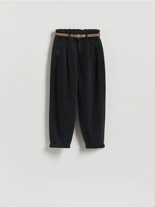 Jeans paperbag con cintura Colore nero