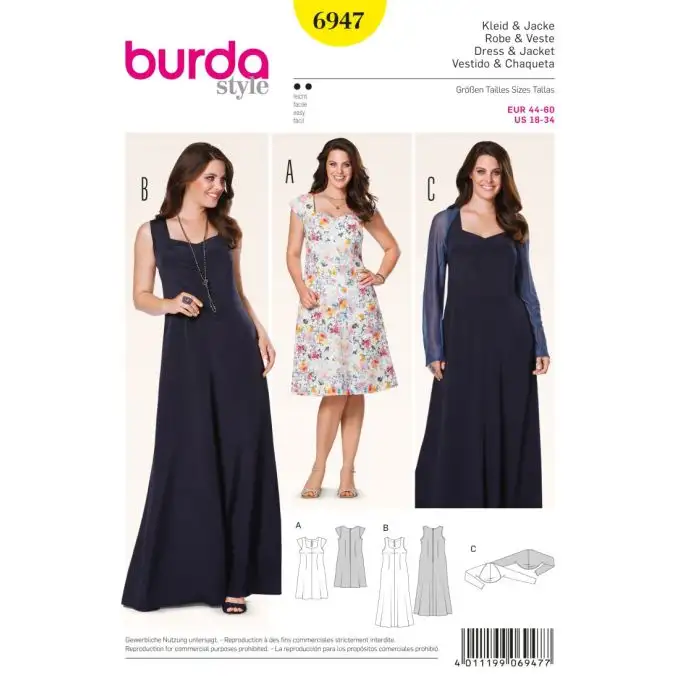 patron burda 6947 vestito e giacca