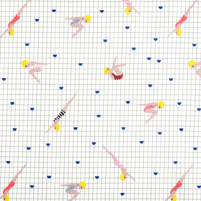 Tessuto popeline a quadri nuotatrici