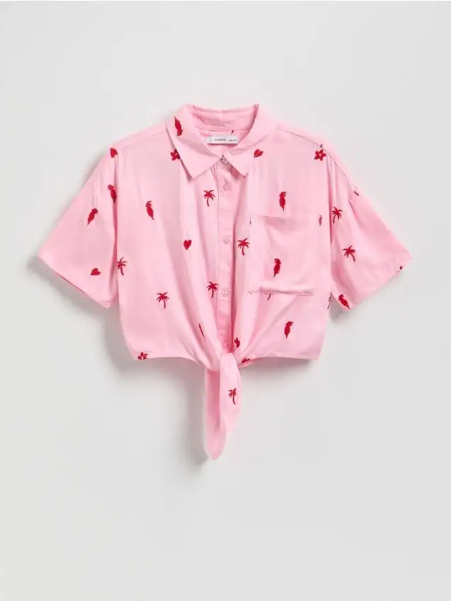 Camicia con ricamo Colore rosa pastello