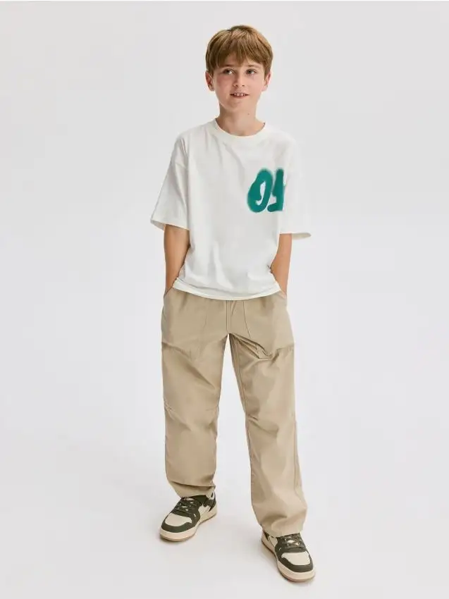 Pantaloni paracadutista in cotone Colore beige