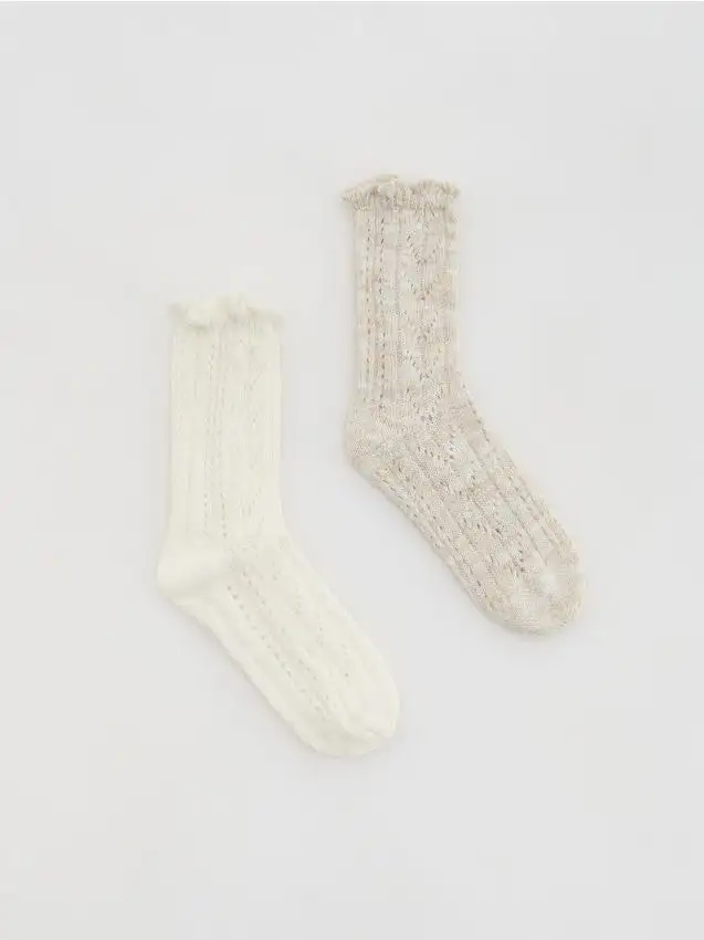 Confezione da 2 calzini in misto lana Colore panna