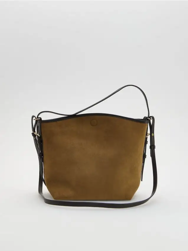 Borsa in tessuto scamosciato Colore verde oliva caldo