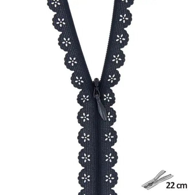 Chiusura pizzo geometrico blu scuro 22 cm