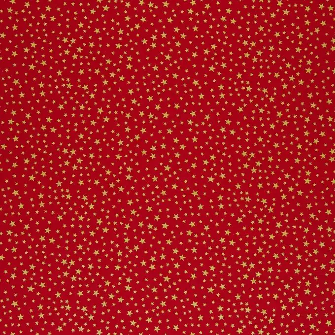 Tessuto cotone natale stampato stelle dorate