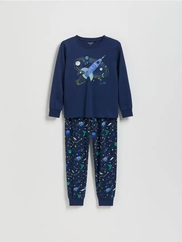 Set pigiama due pezzi stampato Colore blu scuro