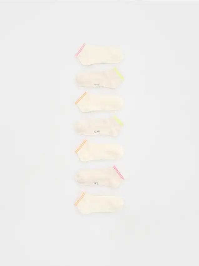 Confezione da 7 paia di calzini in cotone Colore panna