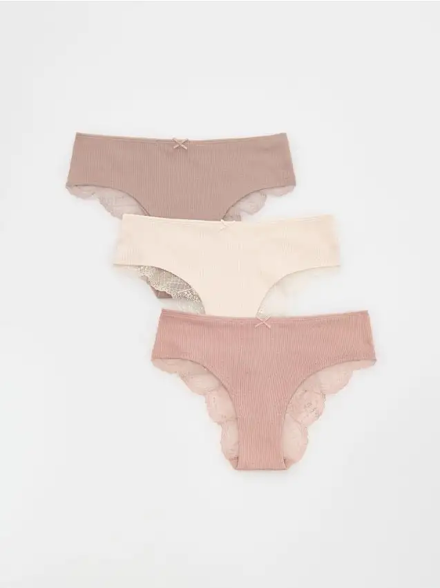 Slip in cotone tipo Hipster culotte 3 pack Colore rosa cipria