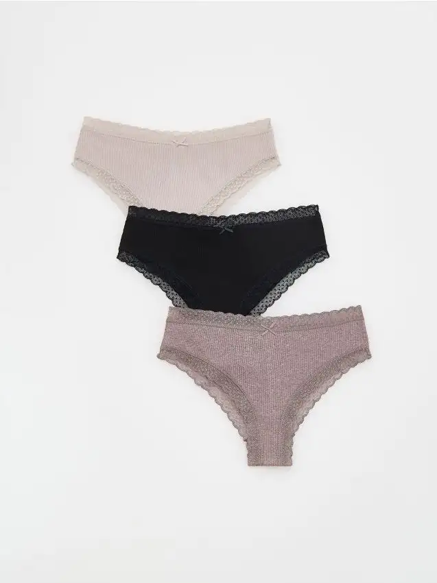 Slip in cotone tipo Hipster culotte 3 pack Colore caffè