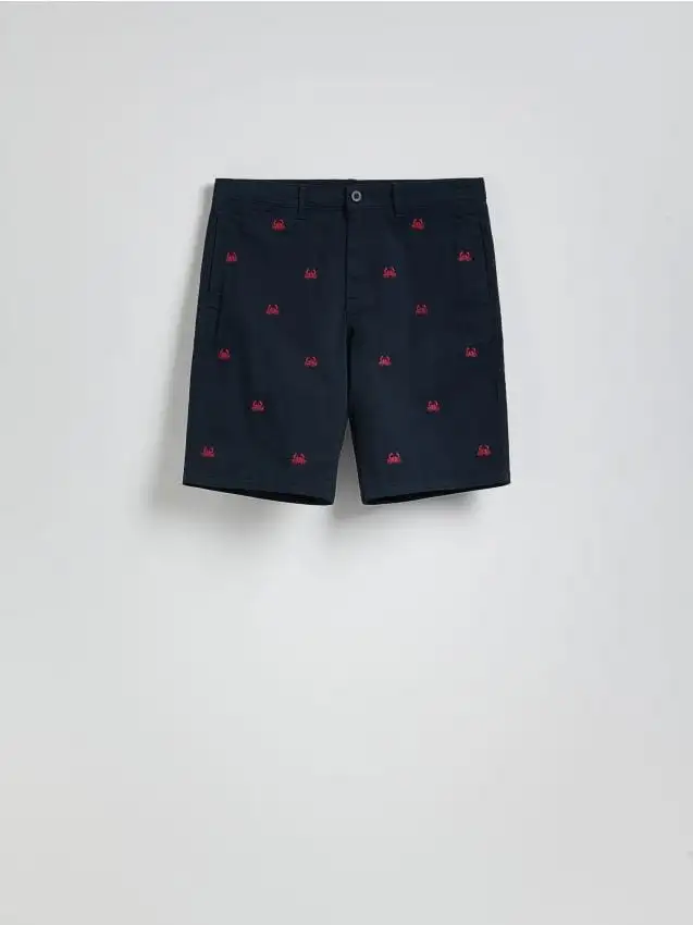 Pantaloncini regular con ricamo Colore blu scuro