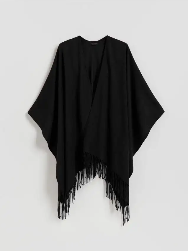 Poncio con frange Colore nero