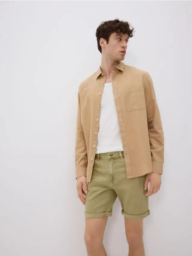 Pantaloncini denim slim fit Colore verde