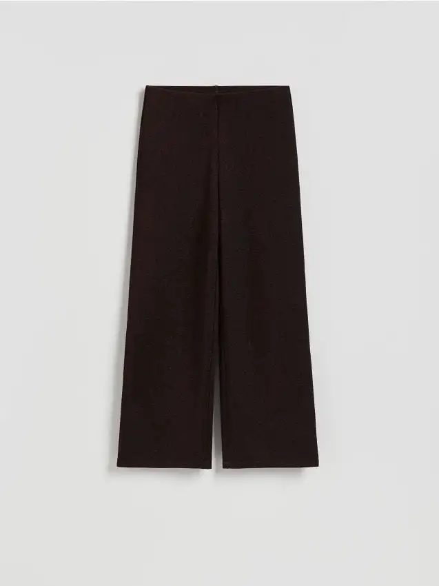 Pantaloni larghi con filo metallizzato Colore marrone scuro