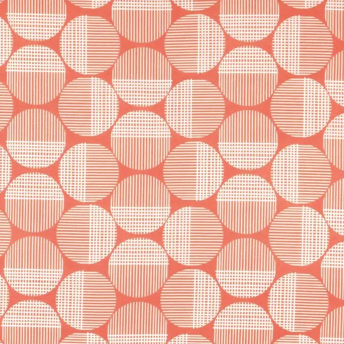 Tessuto cretonne sfera quadrettato corallo