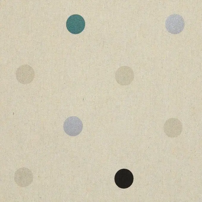 Tessuto cotone spesso beige stampato pois grande larghezza