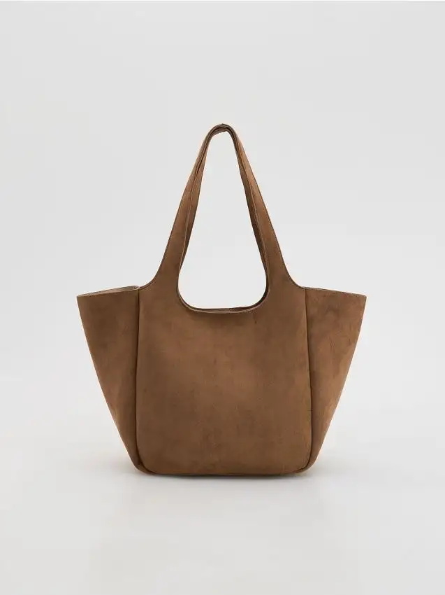 Borsa shopper in finta pelle scamosciata Colore beige