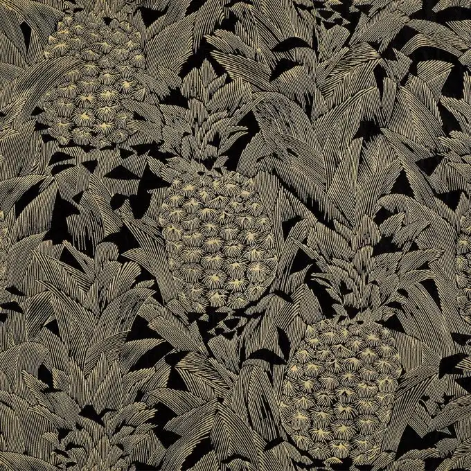 Tessuto jacquard ananas neri