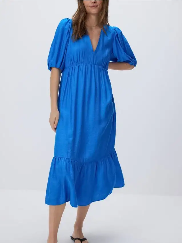Vestito midi in misto viscosa Colore blu