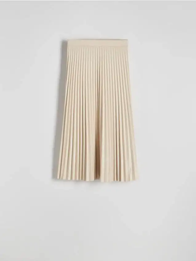 Gonna a pieghe in finta pelle scamosciata Colore panna