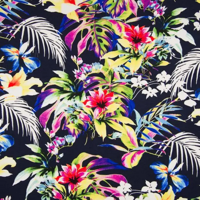 Tessuto jersey viscosa fiori multicolor