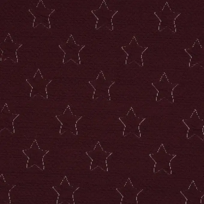 Tessuto maglia goffrata stelle rosso bordeaux