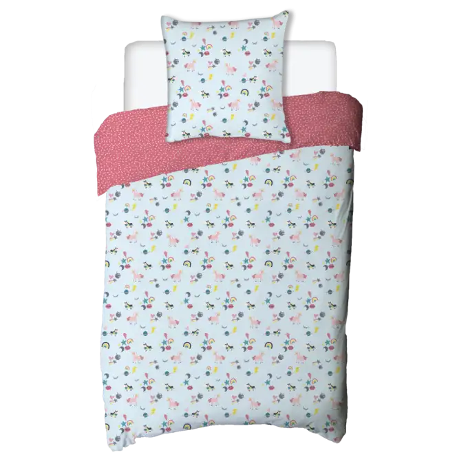 Parure letto unicorno azzurro chiaro