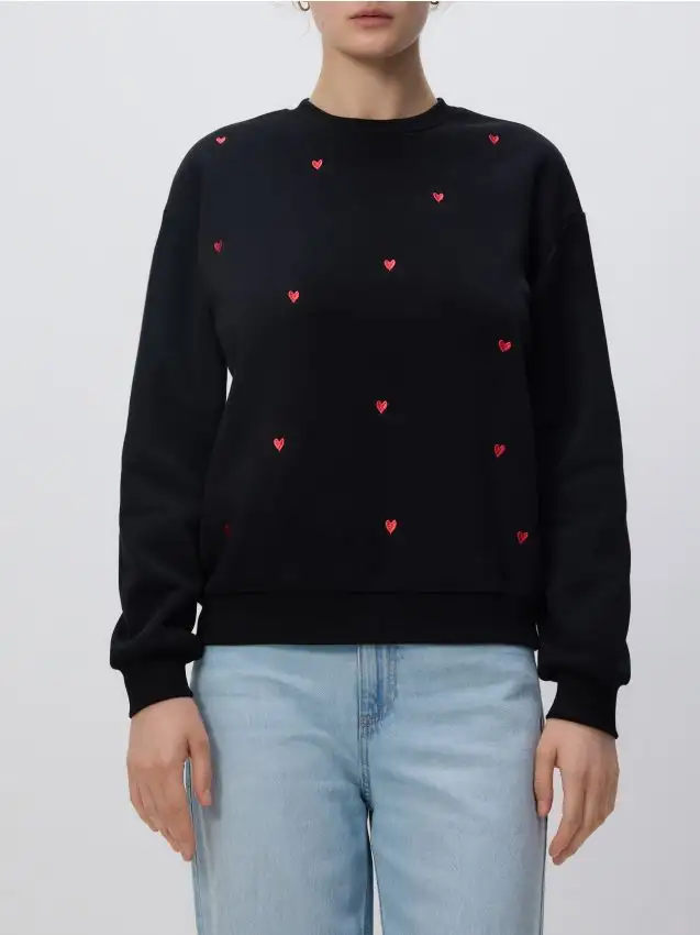 Felpa con ricamo delicato Colore multicolore