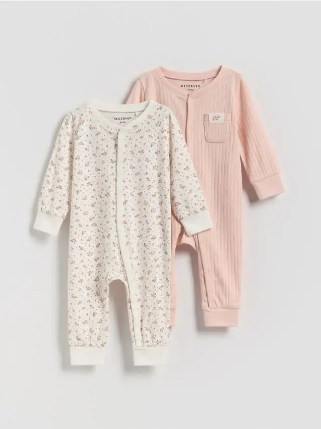 Confezione da 2 tute in cotone Colore rosa cipria