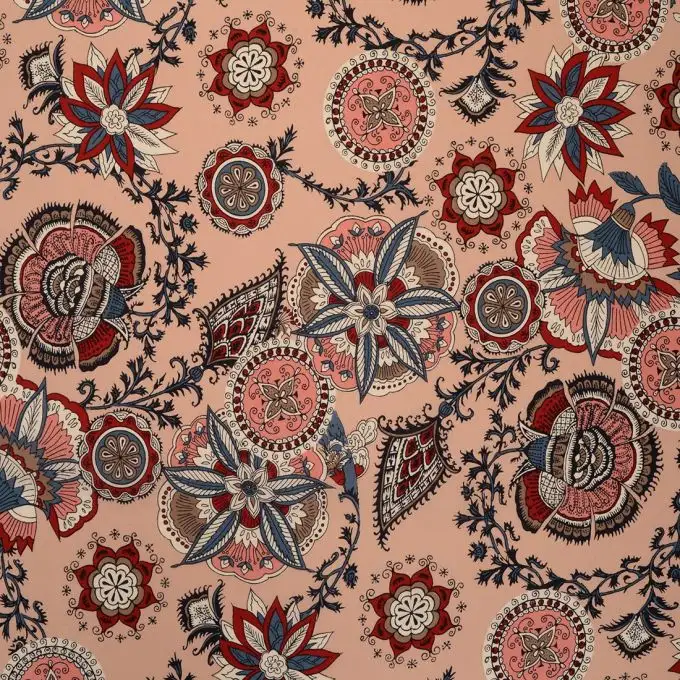 Tessuto viscosa grandi fiori rosa