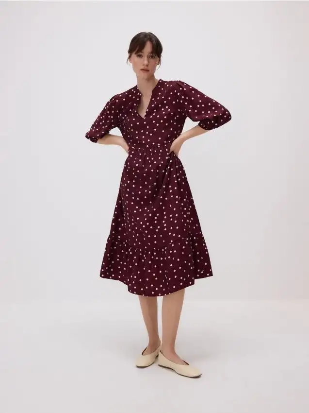 Vestito midi in misto viscosa Colore maroon